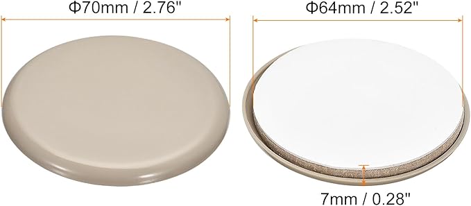 uxcell Furniture Sliders, 8Pcs 2 3/4" - Plastic Self-Adhesive Round Sliding Pads, Chair Glides for Carpeted Tile Vinyl Hardwood Floors (Grey)