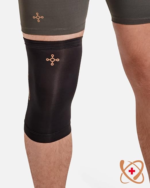 Tommie Copper Core Compression Infrared Knee Sleeve, Unisex, Men & Women, 4D Stretch Infrared Infused, Self-Warming Sleeve for Muscle Support & Stability - Black - Large