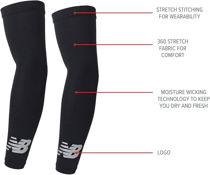 New Balance Unisex Outdoor Sports Compression Arm Sleeves, Arm Warmer, 1 Pair