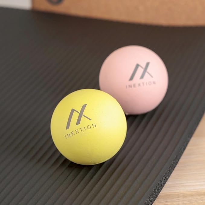 Therapy Massage Balls (2-Pack), High-Density Fascia Balls for Targeted Muscle Relaxation & Daily Recovery - 50D & 65D Hardness Options (Soothing Pink + Dawn Yellow (50D+50D))