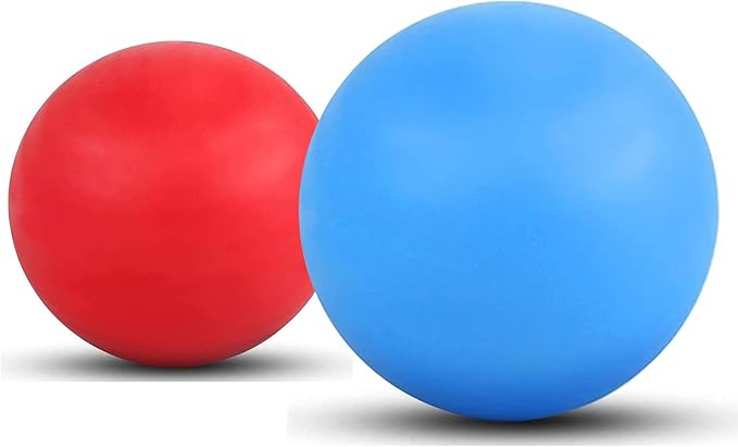 WOVTE Massage Lacrosse Ball for Sore Muscles, Shoulders, Neck, Back, Foot, Body, Deep Tissue, Trigger Point, Muscle Knots, Yoga and Myofascial Release (Blue) (Blue Red)
