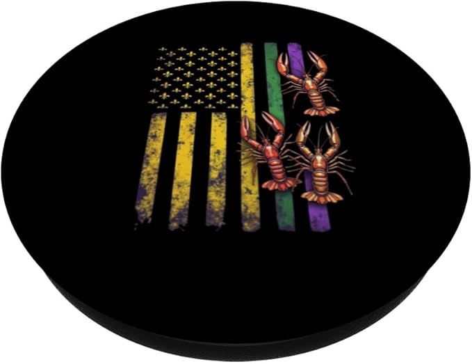 Fat Tuesday Crawfish USA Flag Louisiana Carnival Attire PopSockets Adhesive PopGrip