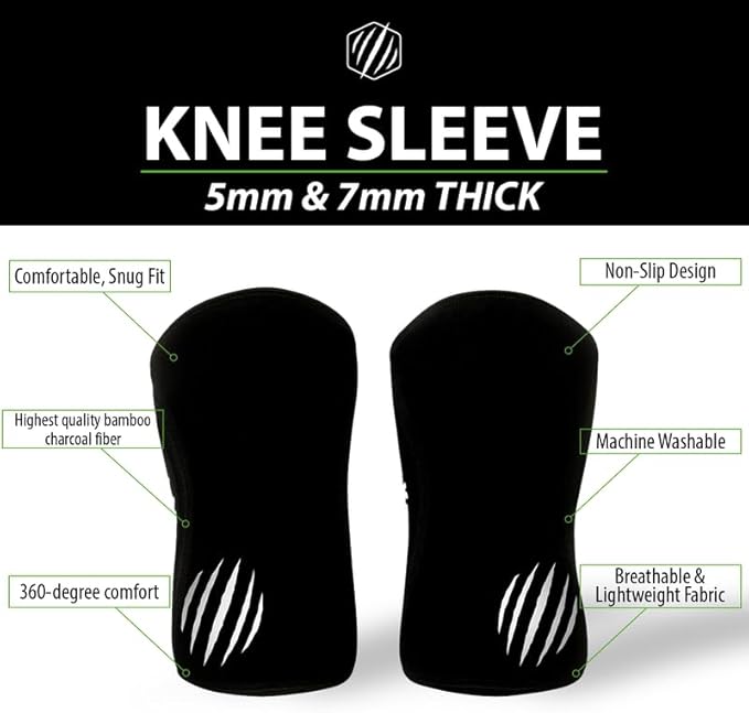 Bear KompleX Knee Sleeves for Men & Women - 5mm/7mm Compression & Heat Retention Neoprene Compression Knee Brace for Weightlifting, Squats & Powerlifting