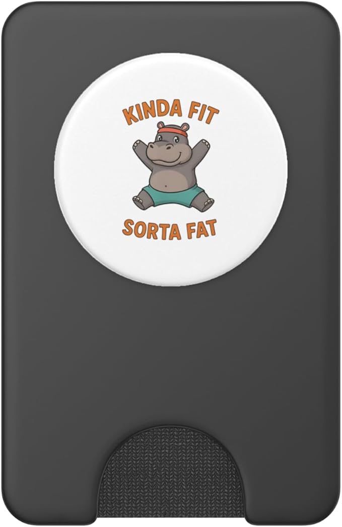 Kinda Fit Sorta Fat Funny Gym Cute Hippo Retro PopSockets PopWallet for MagSafe