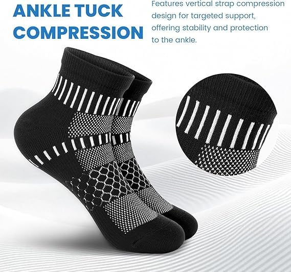 IRAMY Ankle Compression Socks for Men Women Cushioned Running Athletic Socks Plantar Fasciitis Relief 2/4/6 Pairs