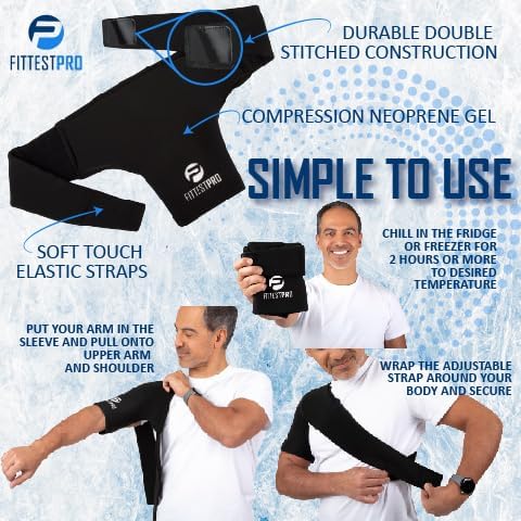 Fittest Pro Shoulder Ice Pack Wrap, HSA or FSA Eligible, Reusable Cold Therapy Wrap for Tendonitis, Swelling, Rotator Cuff, and Recovery