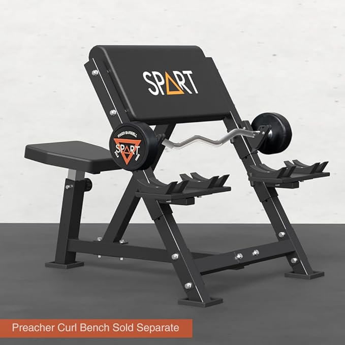 Rubber Coated Fixed Barbell, Pre-Loaded Weights EZ Curl Solid Steel Barbells, Weighted Bar for Weightlifting Exercise, Bodybuilding, Strength Training, Squat Rack & Bench Press