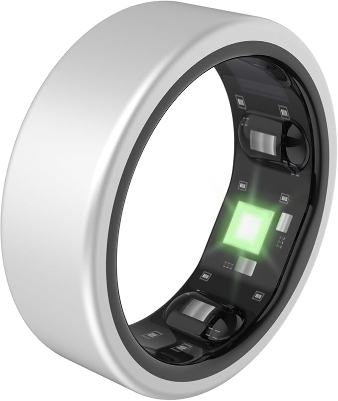 QALO QRNT Smart Ring – Snug Fit – Size Up – Water-Resistant Titanium Fitness Tracker, Tracking for Sleep, Steps, HRV, SpO2 – No Subscription, iOS Android App – Includes 2 Silicone Covers (Silver, 06)