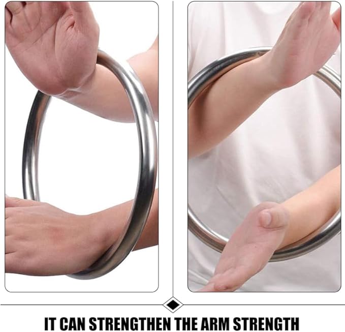 SUPVOX Wing Chun Ring 2Pcs Stainless Steel Self Training Rings for Martial Arts Hand Strength and Fitness Core Training Equipment