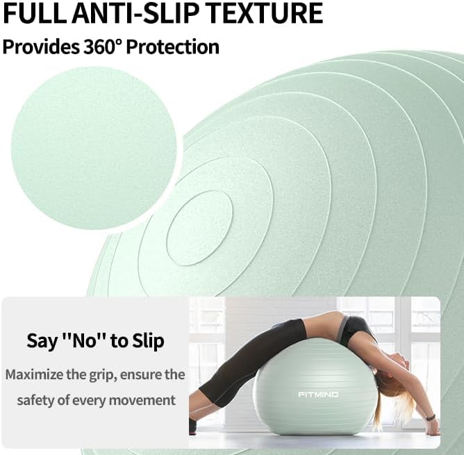 FITMIND_ Extra Thick Exercise Ball Yoga Ball 22in/26in/30in for Workout Pregnancy Stability,Anti-Burst and Slip Resistant Swiss Ball with Pump for Yoga, Pilates, Fitness,Birthing,Physical Therapy