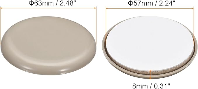 uxcell Furniture Sliders, 8Pcs 2 1/2" - Plastic Self-Adhesive Round Sliding Pads, Chair Glides for Carpeted Tile Vinyl Hardwood Floors (Grey)