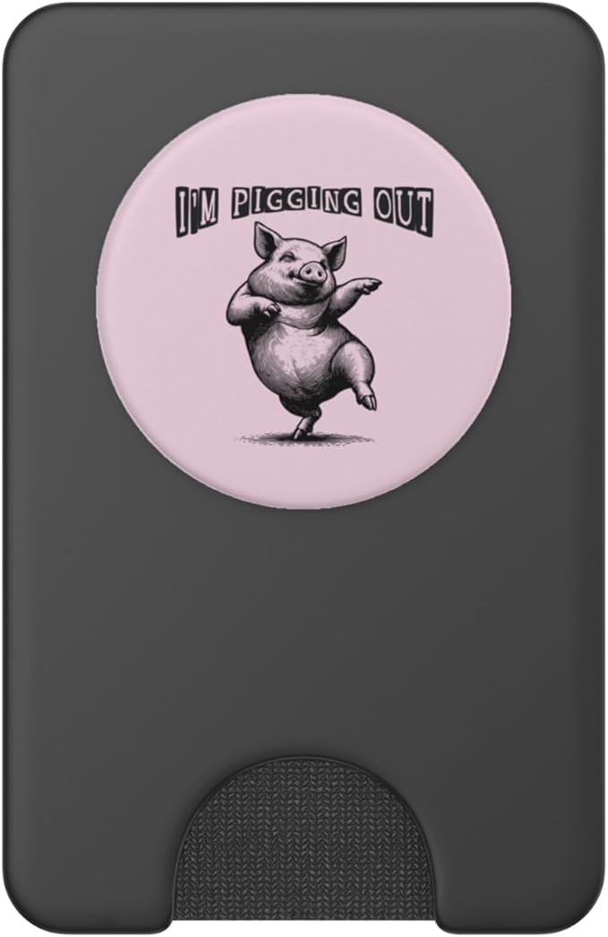 I’m Pigging Out Dancing Posing Humorous Fatty Fun PopSockets PopWallet for MagSafe