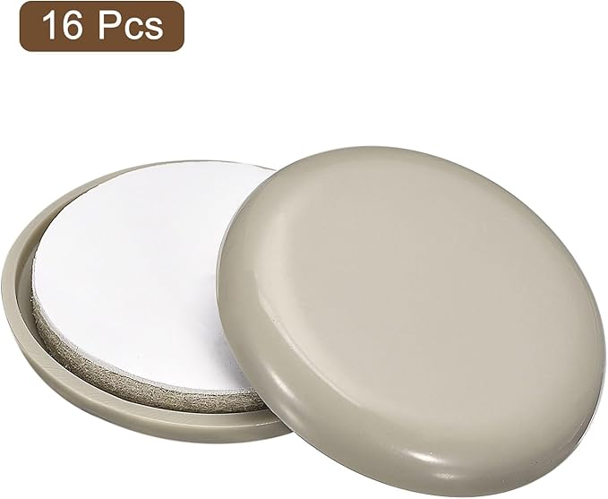 uxcell Furniture Sliders, 16Pcs 1 7/9" - Plastic Self-Adhesive Round Sliding Pads, Chair Glides for Carpeted Tile Vinyl Hardwood Floors (Grey)