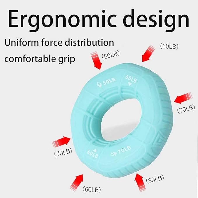 Grip Strengthener 3 in 1, Adjustable 50-70LB Hand Grip Exerciser, Silicone Forearm Trainer for Climbing, Fitness, Office, Portable Grip Ring for Men Women All Hand Sizes