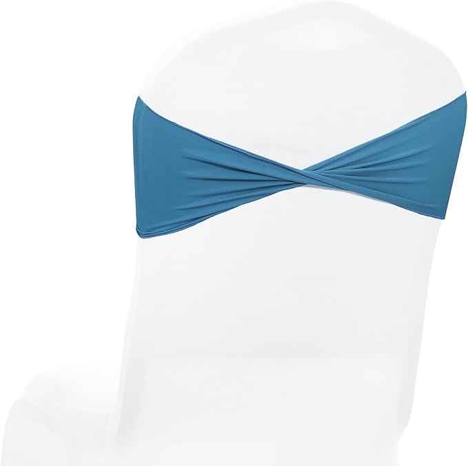 MDS Pack of 150 Spandex Chair Sashes Bows Elastic Stretch Dining Chair Bands Ties Without Slider Buckle Universal fits for Wedding Baby Shower Birthday Party Banquet Event Decoration - Dark Teal