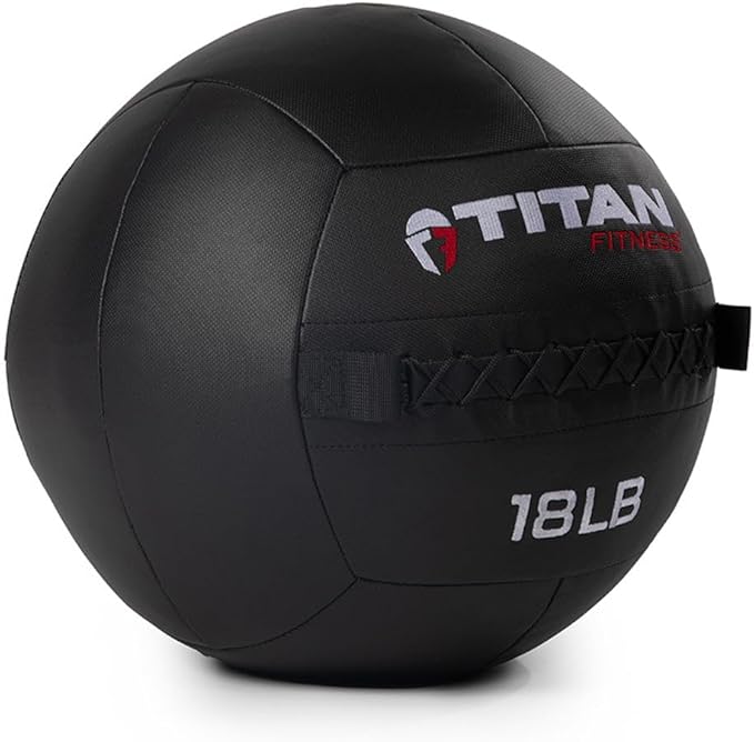 Titan Fitness LB Soft Shell Medicine Wall Ball with Poly-Composite Laminate Cross Texture Non-Slip Grip for Throwing, Core Strength, Floor Exercises, Stretching
