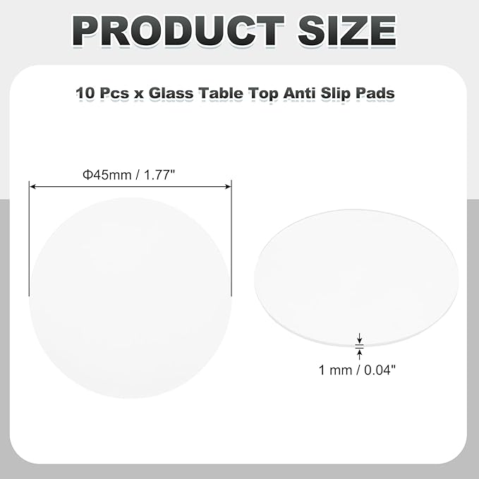 PATIKIL Glass Table Top Anti Slip Pads, 10Pcs 45mm Dia x 1mm Thick Clear Glasses Tables Silicone Bumper Pad for Photo Frame Furniture Kitchen Cabinets DIY Home Craft, White