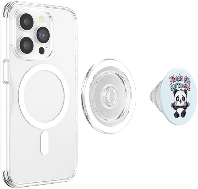 Kinda Fit Sorta Fat Funny Panda Gym Fitness Weightlifting PopSockets PopGrip for MagSafe