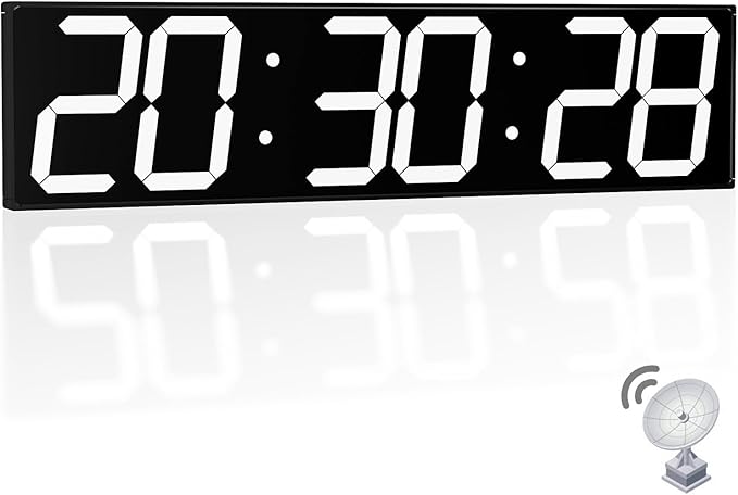 CHKOSDA 28.4'Large Digital Wall Clock,Automic Digital Clock with Alarm,Clendar and Termperature,Auto Time Sync with Easy Operation, Big Timer with Countdown and Countup (White)