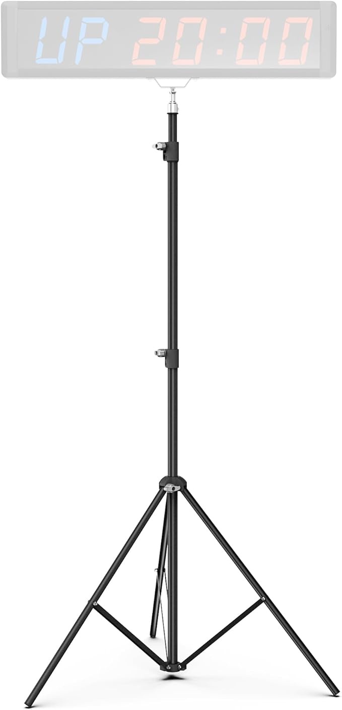 Synergee Gym Timer Stand. Only Compatible with Large 29” Synergee Gym Timer. Free Standing Tripod Adjustable Height 36”- 81” to Increase Visibility of Synergee Large 29” Gym Clock.