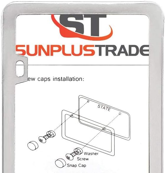 SunplusTrade 2 Stainless Steel Polish Mirror License Plate Frame + Chrome Screw Caps (Silver)
