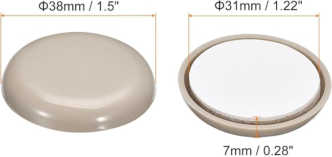 uxcell Furniture Sliders, 24Pcs 1 1/2" - Plastic Self-Adhesive Round Sliding Pads, Chair Glides for Carpeted Tile Vinyl Hardwood Floors (Grey)