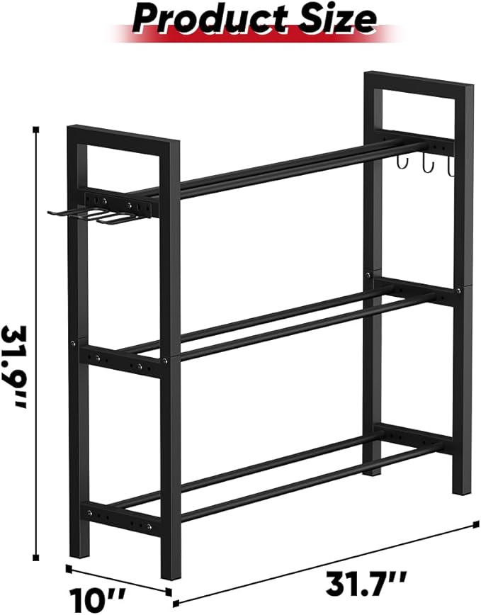 Adjustable Dumbbell Rack, Weight Storage Stand Holder for Dumbbells & Kettlebells, Heavy-Duty Metal Home Gym Workout Organizer with Hook for Gym Equipment Accessories (Rack Only)