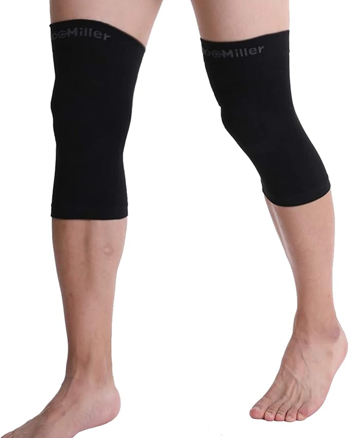 Doc Miller Knee Compression Sleeve Brace for Men & Women (Pair) Best Support for Workout Running ACL Arthritis Pain Relief