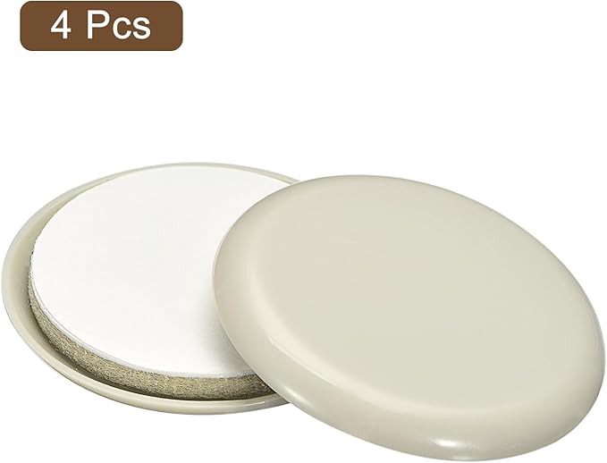 uxcell Furniture Sliders, 4Pcs 2 1/9" - Plastic Self-Adhesive Round Sliding Pads, Chair Glides for Carpeted Tile Vinyl Hardwood Floors (Grey)