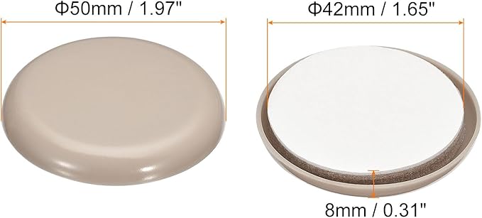 uxcell Furniture Sliders, 4Pcs 2" - Plastic Self-Adhesive Round Sliding Pads, Chair Glides for Carpeted Tile Vinyl Hardwood Floors (Grey)