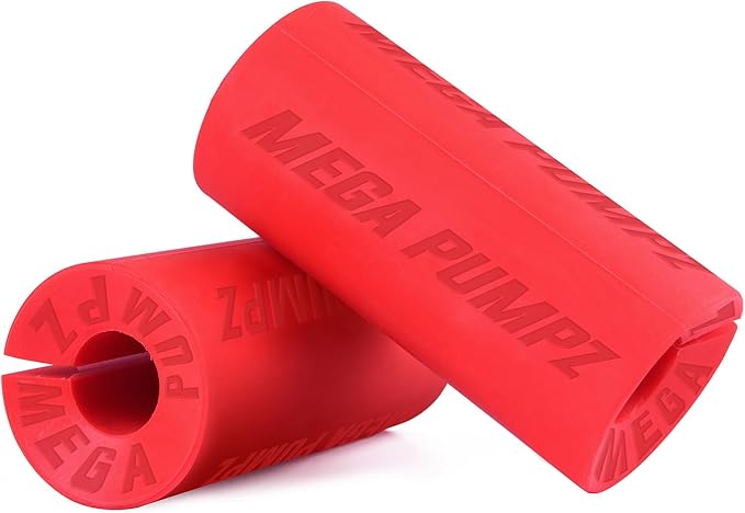 Mega Pumpz - Thick Dumbbell Grips (Set of 2) - Barbell Fat Grip Weight Lifting Gym Workout Equipment - Non Slip Rubber Lifting Grips for Bigger Biceps - Ergonomic Training Bodybuilding Thick Bar Grip Set