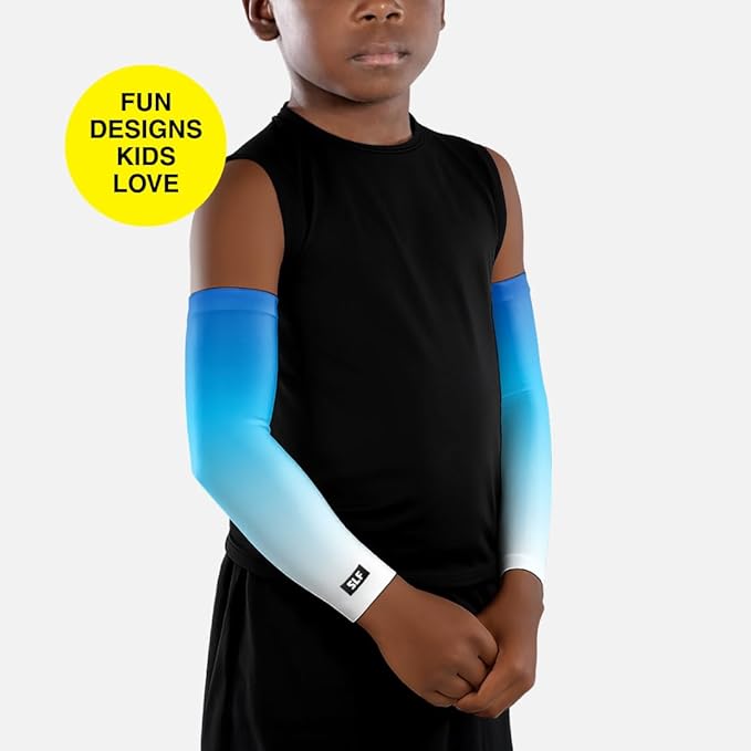 SLEEFS Arm Sleeves for Kids - Athletic Sports Sleeve for Youth Boys and Girls - UV Protection - Football Baseball Basketball