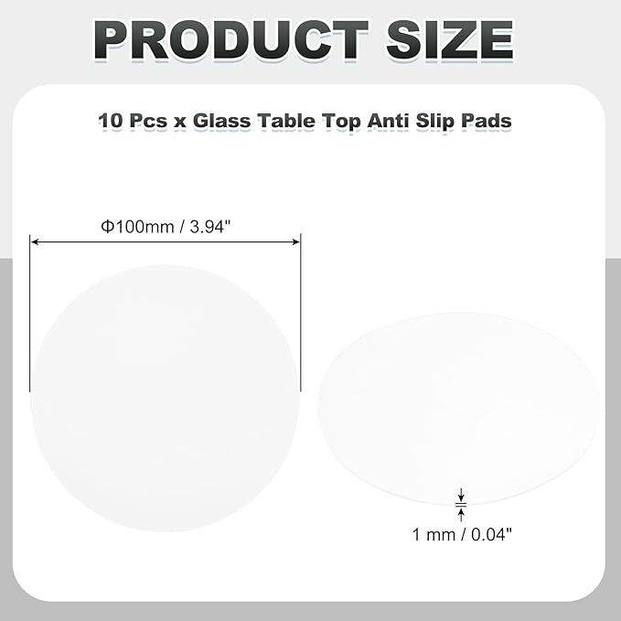 PATIKIL Glass Table Top Anti Slip Pads, 10Pcs 100mm Dia x 1mm Thick Clear Glasses Tables Silicone Bumper Pad for Photo Frame Furniture Kitchen Cabinets DIY Home Craft, White