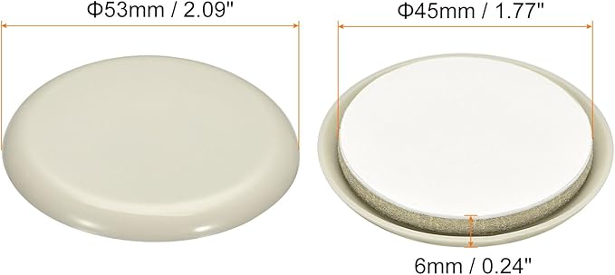 uxcell Furniture Sliders, 4Pcs 2 1/9" - Plastic Self-Adhesive Round Sliding Pads, Chair Glides for Carpeted Tile Vinyl Hardwood Floors (Grey)