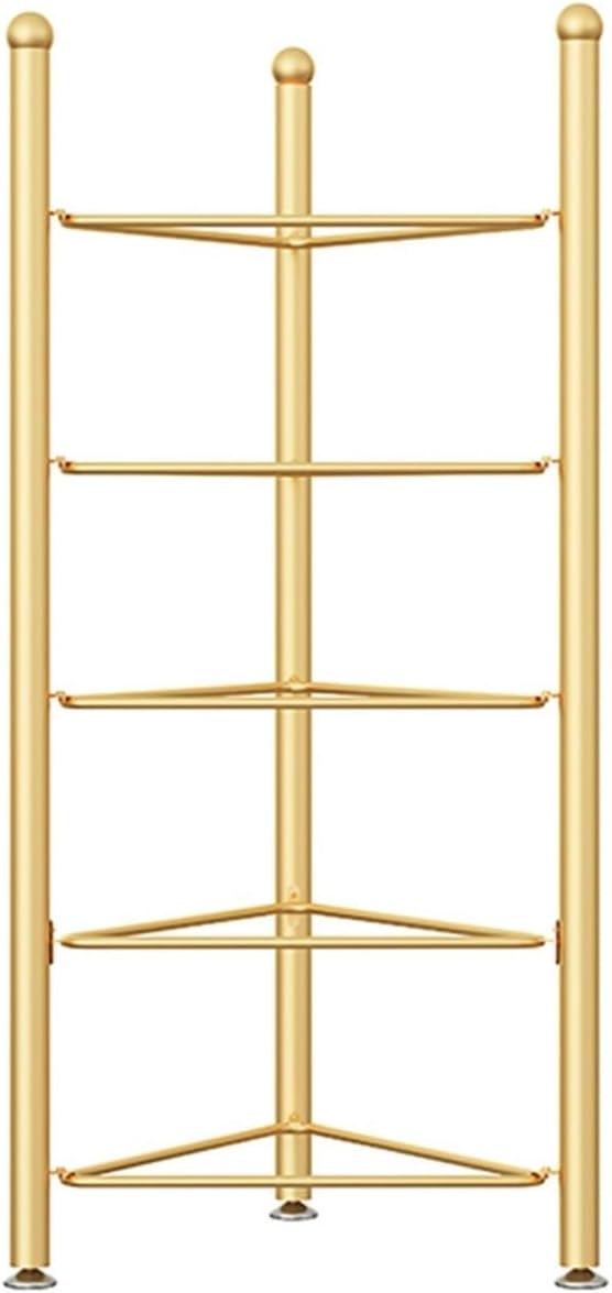 Exercise Half Balance Ball Trainer Holder Storage Rack - Home Fitness Gym Workout Equipment 3/5/6/7 Tier Floor Stand Corner Storage Organizer for Basketball Bowling Medicine Yoga Bosu Balls(Gold,5 lay