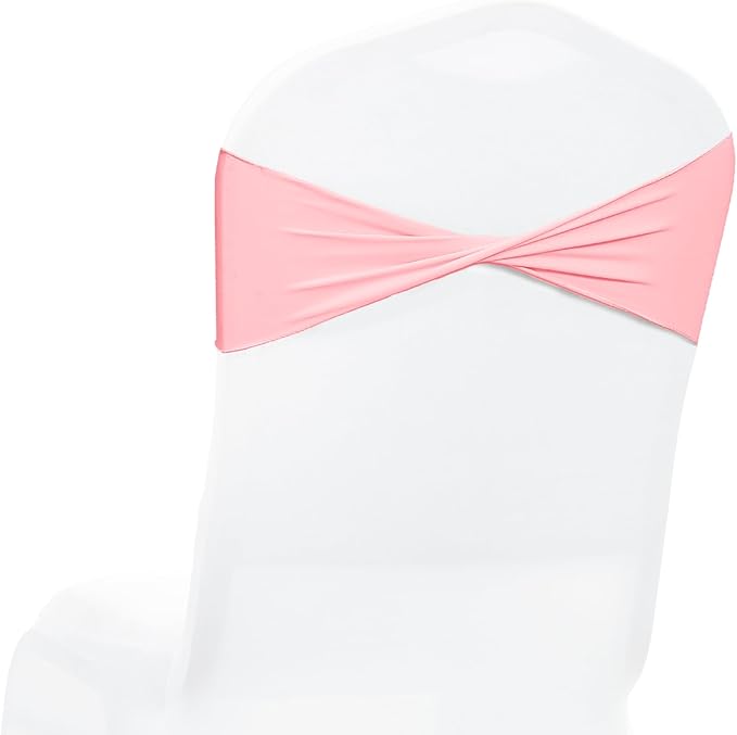 MDS Pack of 50 Spandex Chair Sashes Bows Elastic Stretch Dining Chair Bands Ties Without Slider Buckle Universal fits for Wedding Baby Shower Birthday Party Banquet Event Decoration - Dusty Rose