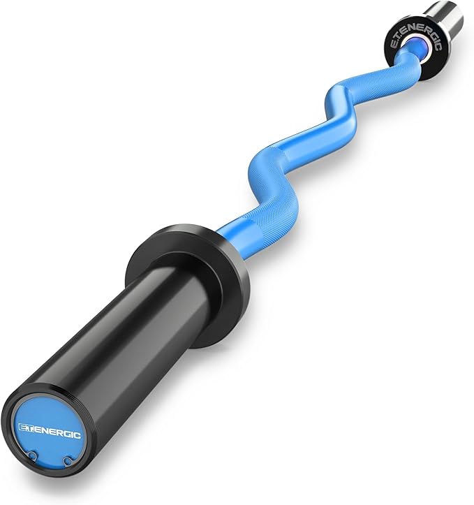47" Olympic EZ Curl Bar 500-lbs Capacity Steel Barbell Suitable for 2" Weight Plates, 2-Inch Curl Bar for Weight Lifting,Hip Thrusts,Squat,Biceps-Home Gym Weight Bar