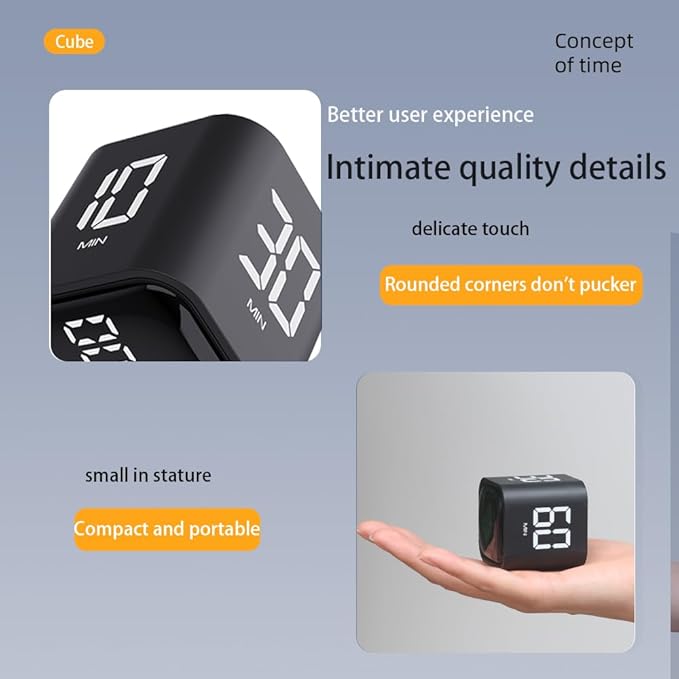 EooCoo Digital Timer Cool Stuff Gadgets, Gravity Pomodoro Cube Rotation, Countdown Productivity Kitchen Timer 5/10/30/60 Mins for Meeting Study Back to School Gift, ADHD Tools, Office Desk Decoration
