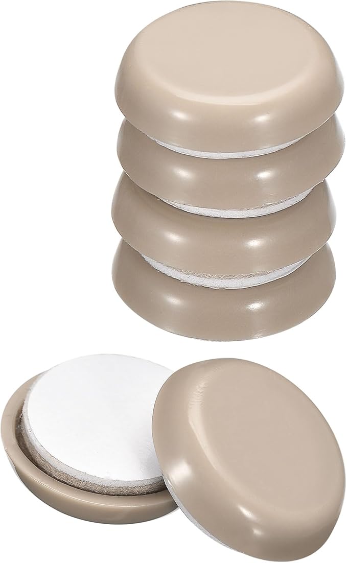 uxcell Furniture Sliders, 24Pcs 7/8" - Plastic Self-Adhesive Round Sliding Pads, Chair Glides for Carpeted Tile Vinyl Hardwood Floors (Grey)