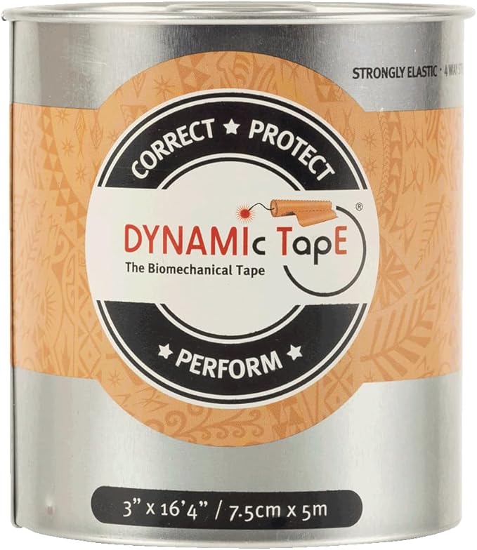 Dynamic Tape Original - Biomechanical Athletic Tape | 4 Way Stretch & Stronger Recoil Than Kinesiology Tape | Designed for Muscle & Joint Load Management | High-Load Sports (4pack - 3" Beige Roll)