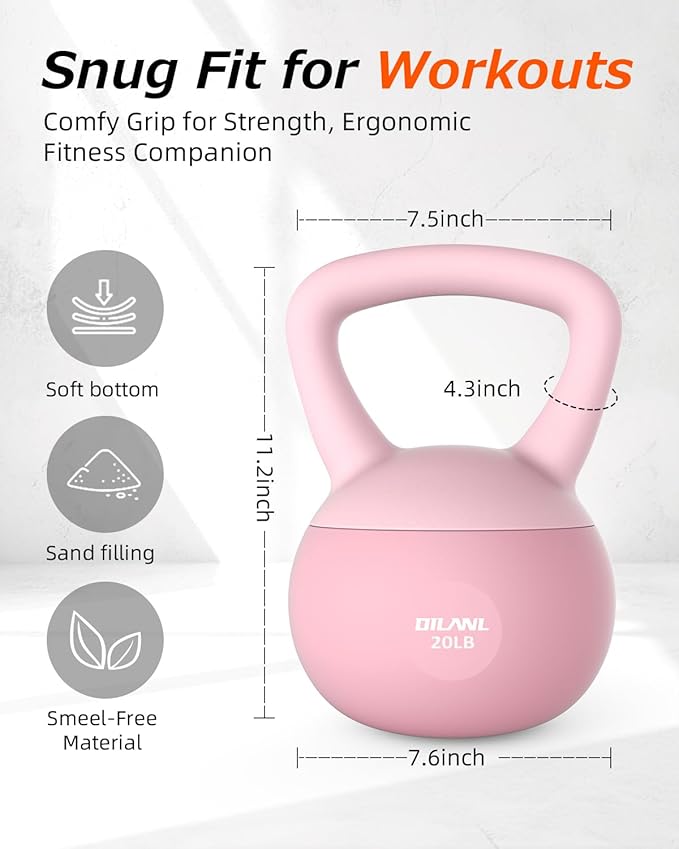 Soft Kettlebell, Safe Strength Training Kettle bell, Cushioned Impact-Resistant Base and Anti-Slip Grip Weight, Kettlebells Set for Home Workouts and Men/Women/Beginners,With Non-slip Gloves
