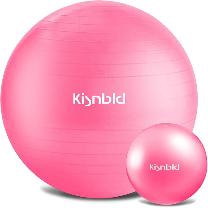 kisnbld Exercise Ball, Extra Thick Yoga Ball for Workout Pregnancy Stability, 4 Sizes Anti-Burst Balance Ball with Foot Pump - Heavy Duty Fitness Ball Chair for Office, Home & Gym