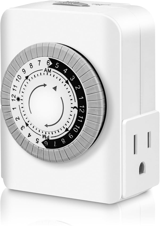Outlet Timer,Timers for Electrical Outlets Indoor with 3-Prong Dual Outlet,24-Hour 30 Minute Daily On/Off Cycle, Plug-in Mechanical Timers for Christmas Lights, Lamps, Grow Light (2-Pack)