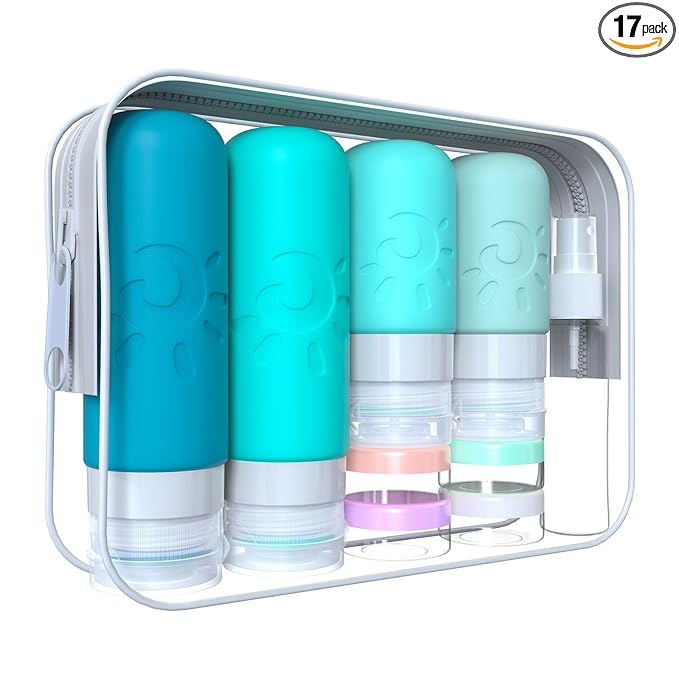 Zafit 18 Pack travel Bottles for Toiletries, TSA Approved Silicone Travel Containers Leak Proof Refillable Travel Accessories for Shampoo Conditioner Lotion Body Wash(Multicolored H)