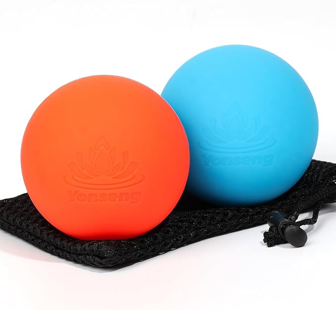 Physical Yoga Balls Massage Lacrosse Balls for Myofascial Release, Trigger Point Therapy, Muscle Soreness Deep Tissue Massage Balls Physical Therapy Equipment(2 Pack,Blue and Orange)