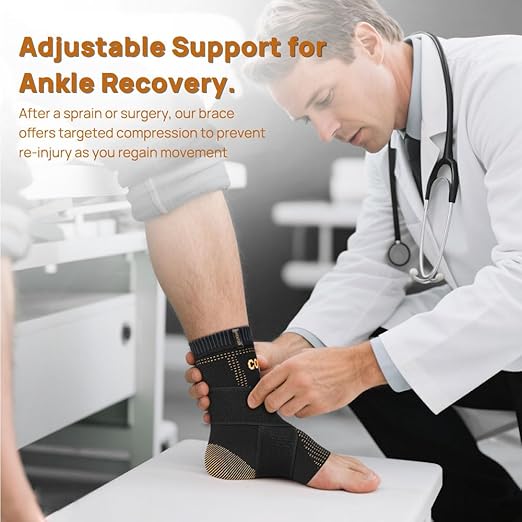 JIUFENTIAN Ultra-Thin & Copper Infused Ankle Support - Adjustable Compression Ankle Brace for Sprain Recovery, Plantar Fasciitis & Daily Pain Relief | Breathable, Durable, Fits Any Shoe (Small)