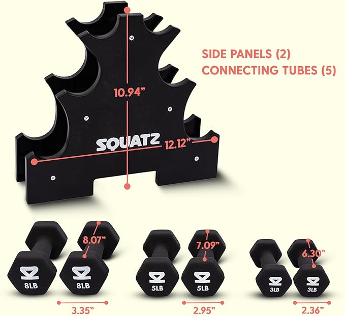 SQUATZ Dumbbell Weights Set with Stand