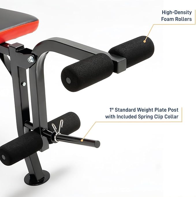 Marcy Standard Weight Bench with 80lbs to 100 lbs Vinyl-Coated Weight Set for Strength Training, Weight Lifting for Personal Home Gym