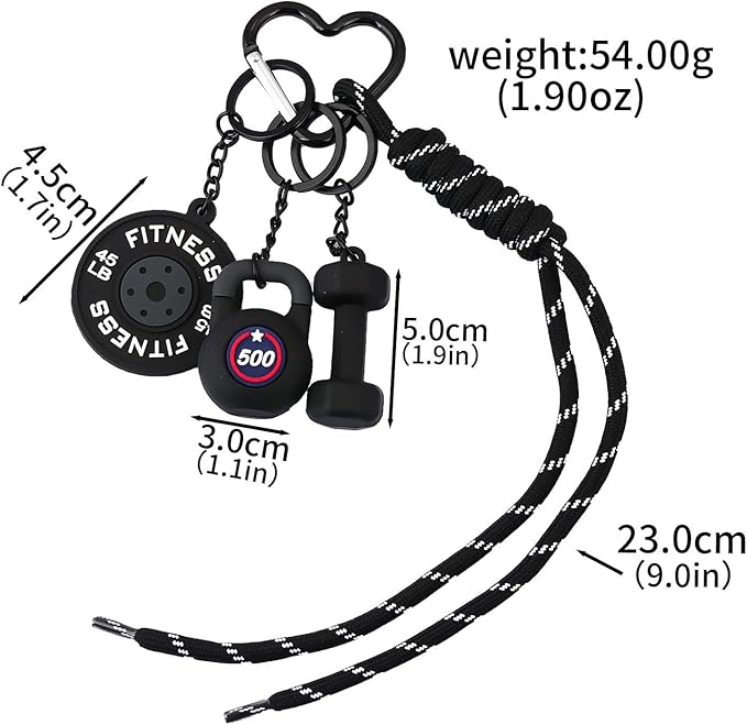 Gym Dumbbell Barbell Kettlebell Purse Keychain - Muscle Faith Cup Rope Gym Bag Handbags Purse Charms - Fitness Gift