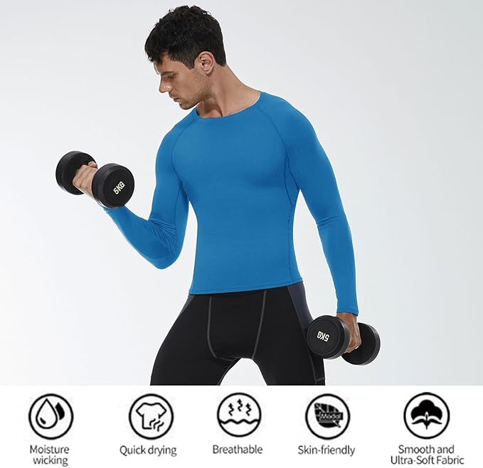 SPVISE 1 or 3 Pack Men's Compression Shirts Long Sleeve Workout Gym T-Shirt Running Top Cool Dry Sports Baselayer Undershirts